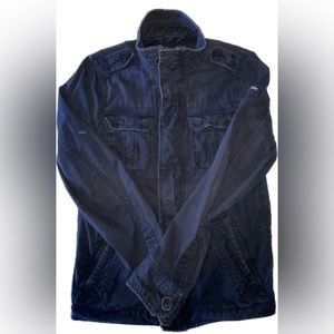 Vintage Abercrombie & Fitch Cotton Canvas Military Style Navy Zip Shirt Jacket M